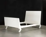 John Dickinson, Custom Bed, carved and lacquered wood