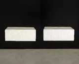 John Dickinson, Pair of Custom Wall Mounted Nightstands, lacquered plastered wood