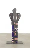 Dora De Larios, Goddess I, glazed stoneware and porcelain, on iron base