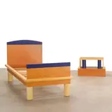 Donau Bed and Nightstand by Ettore Sottsass & Marco Zanini, lacquered and laminated wood, together with a copy of the original invoice, offered Apr 2018