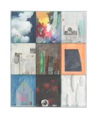 Therman Statom, Wall Installation, plate glass with glass elements, paper, graphite, ink, and paint