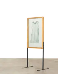 Karen LaMonte, Mod Dress Relief, cast glass, oak frame, on metal stand