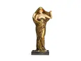 'Nature Revealing Herself Before Science' (La Nature Se Devoilant Devant La Science), a Gilt-Bronze and Carved Marble Figural Sculpture by Louis-Ernest Barrias, circa 1900, the marble features with tinted highlights, raised off a variegated marble base, offered Jun 2018