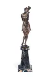 Bruno Zach, an Art Deco Gilded Bronze Study of a Young Woman in Chemise and Garters