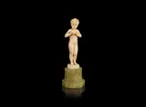 Ferdinand Preiss, 'Boy with Apple' a Carved Ivory Study of a Child
