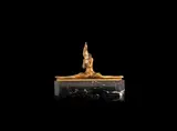 Paul Philippe, 'The Respectful Splits' an Art Deco Gilded Bronze and Carved Ivory Figure