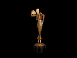 Paul Philippe, 'The Tambourine Player' an Art Deco Carved Ivory, Gilded and Cold-Painted Bronze Model circa 1925