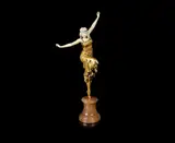 Paul Philippe, 'Russian Dancer' a Large Size Art Deco Carved Ivory and Gilded-Bronze Model