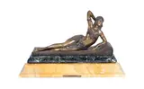 'Cleopatra' an Art Deco Gilded Bronze Model by Demetre Chiparus, circa 1925, raised off a variegated marble base and a yellow marble base with metal title plaque, offered Jun 2018