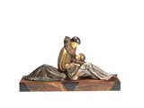 'The Eternal Story' a Large Art Deco Patinated Spelter and Ivorine Group by Demetre Chiparus, circa 1925, modelled as two costumed lovers reclining on a variegated marble base, sold Jun 2018