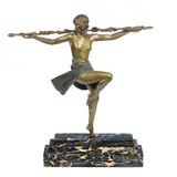 Pierre le Faguays, 'Dancer with Thyrsus' an Art Deco Gilded and Patinated Bronze Study