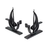 Raymond Subes, a Pair of Art Deco Wrought Iron Bookends Fashioned as Stylised Sailing Ships, circa 1925, a Pair of Art Deco Wrought Iron Bookends Fashioned as Stylised Sailing Ships, circa 1925
