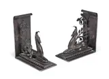 Edgar Brandt, a Pair of Art Deco Wrought Iron Bookends with Seated Gazelles Amid Foliage