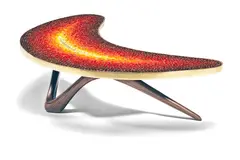 Vladimir Kagan, Boomerang table, designed 1952 and manufactured by Kagan-Drefus at Long Island City, New York, late 1960s, brass binding