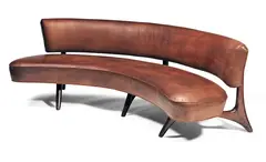 Vladimir Kagan, Floating back and seat sofa, designed c.1952 and  manufactured by Kagan-Drefuss at Long Island City, New York, late 1960s, Original saddle-leather upholstery