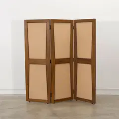 Three Panel Screen by Pierre Jeanneret, teak, linen, sold Oct 2017