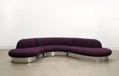 Sectional Sofa by Milo Baughman, purple upholstery, chrome-plated steel, sold Oct 2017
