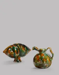 Pillow Pitcher and Vase by Betty Woodman, glazed earthenware, impressed 'WOODMAN', sold Oct 2017