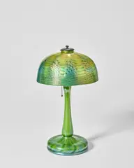 Table Lamp by Tiffany Studios, Damascene Favrile glass, brass, engraved L, sold Dec 2017