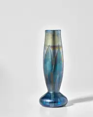 Vase by Tiffany Studios, blue Favrile glass, engraved '1039 147, sold Dec 2017