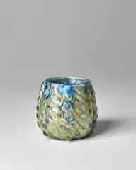 Cypriote Vase by Tiffany Studios, textured Favrile glass with vertical relief patterns, with silver and gold foil inclusions, signed 'V617 L, sold Dec 2017