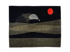 Comète Wall Hanging by Max Ernst, , NYC, woven short pile wool, signed in the weave, with the label on the verso, sold Dec 2017