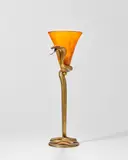 Edgar Brandt and Daum Frères, Cobra Table Lamp, gilt bronze, glass