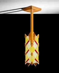 Adelman House Ceiling Light by Frank Lloyd Wright, mahogany, acrylic, fiberglass, offered Dec 2017