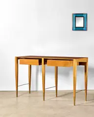 Gio Ponti, Console table, walnut, brass sabots