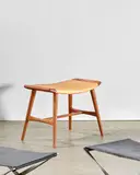 Hans J. Wegner, Rare Music Stool, Stolen, teak, leather upholstery, underside with enamel tag 'DANISH FURNITURE MAKER'S CONTROL' and with ink stamp 13