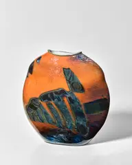 William Morris, Stone Vessel, blown glass, internally decorated, engraved 'William Morris 1984'