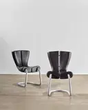 Marc Newson, Pair of Komed Chairs, for MN Limited, enameled steel, leather