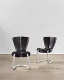 Marc Newson, Pair of Komed Chairs, for MN Limited, enameled steel, leather