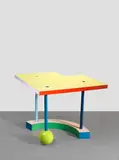 Peter Shire, for Memphis, An early Holywood corner table designed 1982 in Los Angeles, manufactured by Memphis in Milan, Painted steel, painted and laminated wood