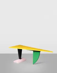 for Memphis, An early Brazil table, designed Los Angeles 1981, produced n Milan 1981/1982 by Peter Shire, Lacquered wood, offered Oct 2017