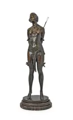 SIGNED IN CAST 'BRUNO ZACH'; CIRCA 1925 by 'The Riding Crop' an Erotic Patinated Bronze Study by Bruno Zach, the figure rests on an oval marble base, sold Apr 2017