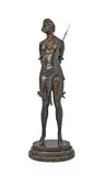 SIGNED IN CAST 'BRUNO ZACH'; CIRCA 1925 by 'The Riding Crop' an Erotic Patinated Bronze Study by Bruno Zach, the figure rests on an oval marble base, sold Apr 2017