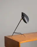 Serge Mouille, Trepied table lamp, circa 1955, enameled steel, enameled aluminum, brass