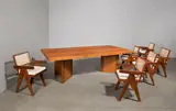 Set of six Office armchairs, circa 1953-54 by Pierre Jeanneret, teak, offered Jun 2016