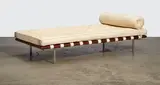 Barcelona Daybed by Ludwig Mies van der Rohe, rosewood, leather, chrome-plated steel, sold Apr 2015