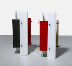 Jean-Boris Lacroix, Pair of table lamps, acrylic, enameled steel, brass