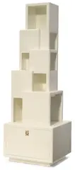 Skyscraper bookcase by John Dickinson, designed and executed circa 1976, for Randolph & Hein, lacquered wood, brass, sold Apr 2015