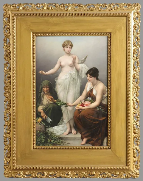 Kpm, Plaque with 3 Ladies