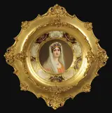 Rosenthal, Hand Painted & Enameled Portrait Plate of "Josephine" in a Gilt Wood Frame
