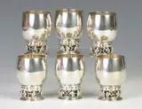 Georg Jensen, Denmark, Set of 6 Sterling Silver Cordials
