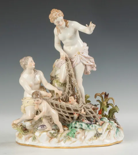 Meissen, Porcelain Figural Group, Aquatic Motif