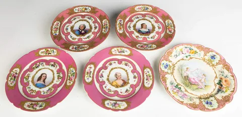 Hand Painted Porcelain Portrait Plates and Compotes by Sèvres, sold Nov 2016