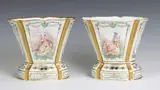Sèvres, Porcelain Cache Pots with Flower Frogs