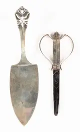 Georg Jensen, Silver Grape Scissors and Danish Silver Server