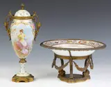 Sèvres, Decorated Urn w/Brass Mounts